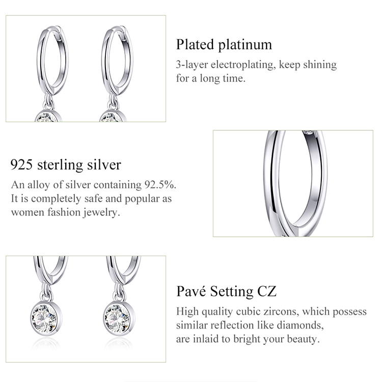 BAMOER Bông Tai BạC 925 HìNh GiọT NướC SCE830