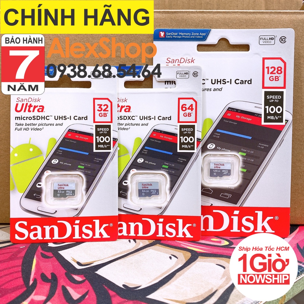 XÃ KHO  Thẻ Nhớ MicroSD SanDisk Ultra 16/32/64/128GB 100MB/s Chính Hãng Có Tem Chính Hãng