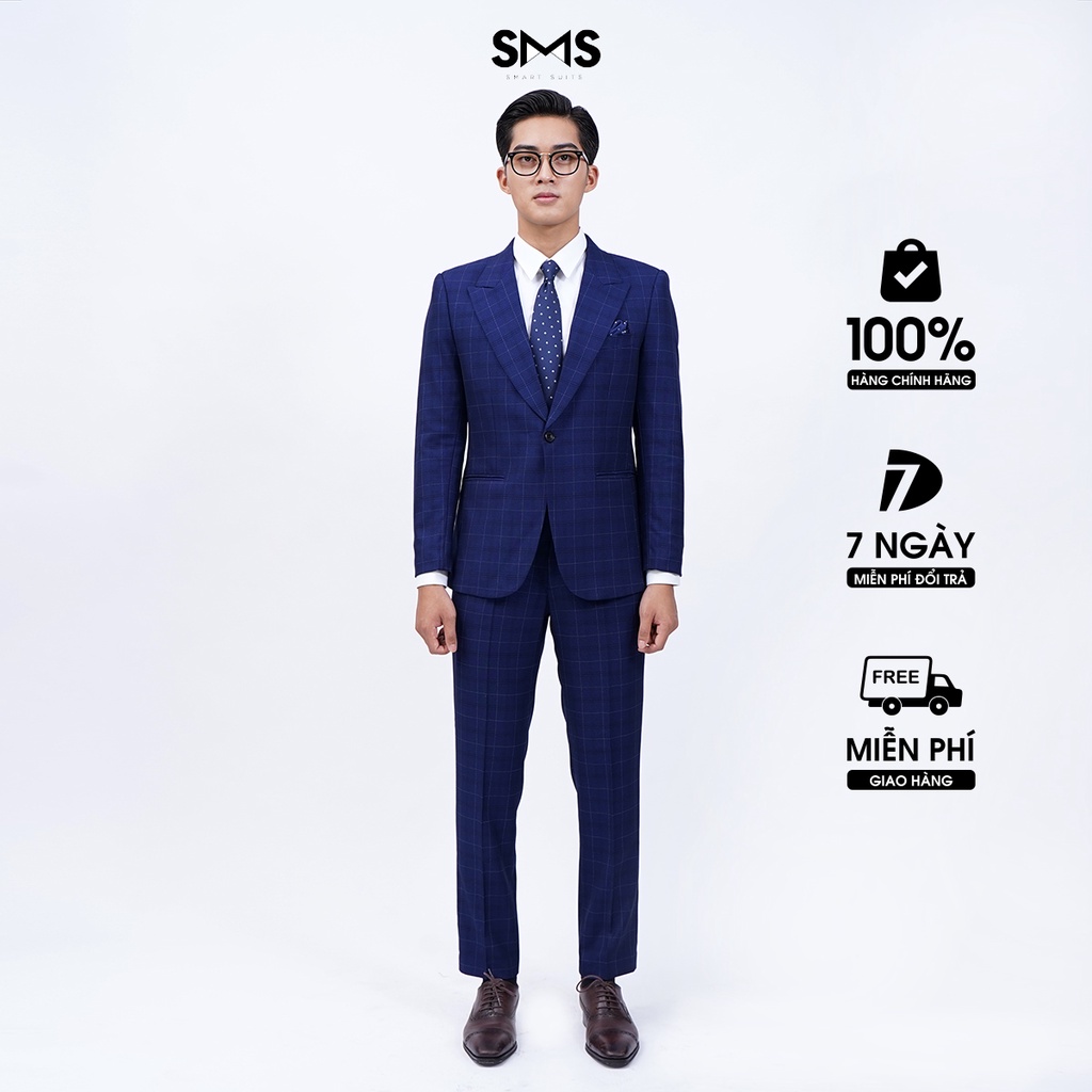 Vest nam Smart Suits xanh đậm kẻ ô, suits sartorial, chuẩn form