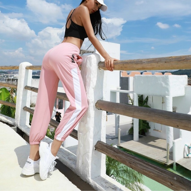 SALE 10.10 QUẦN JOGGER K26 SỌC DÀI TẬP GYM, THỂ THAO, YOGA .