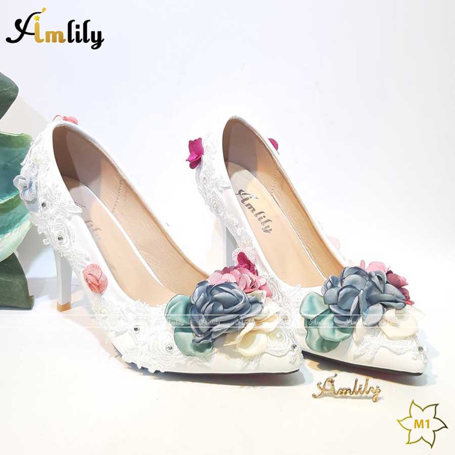 Giày cao gót hoa vintage-Amlily