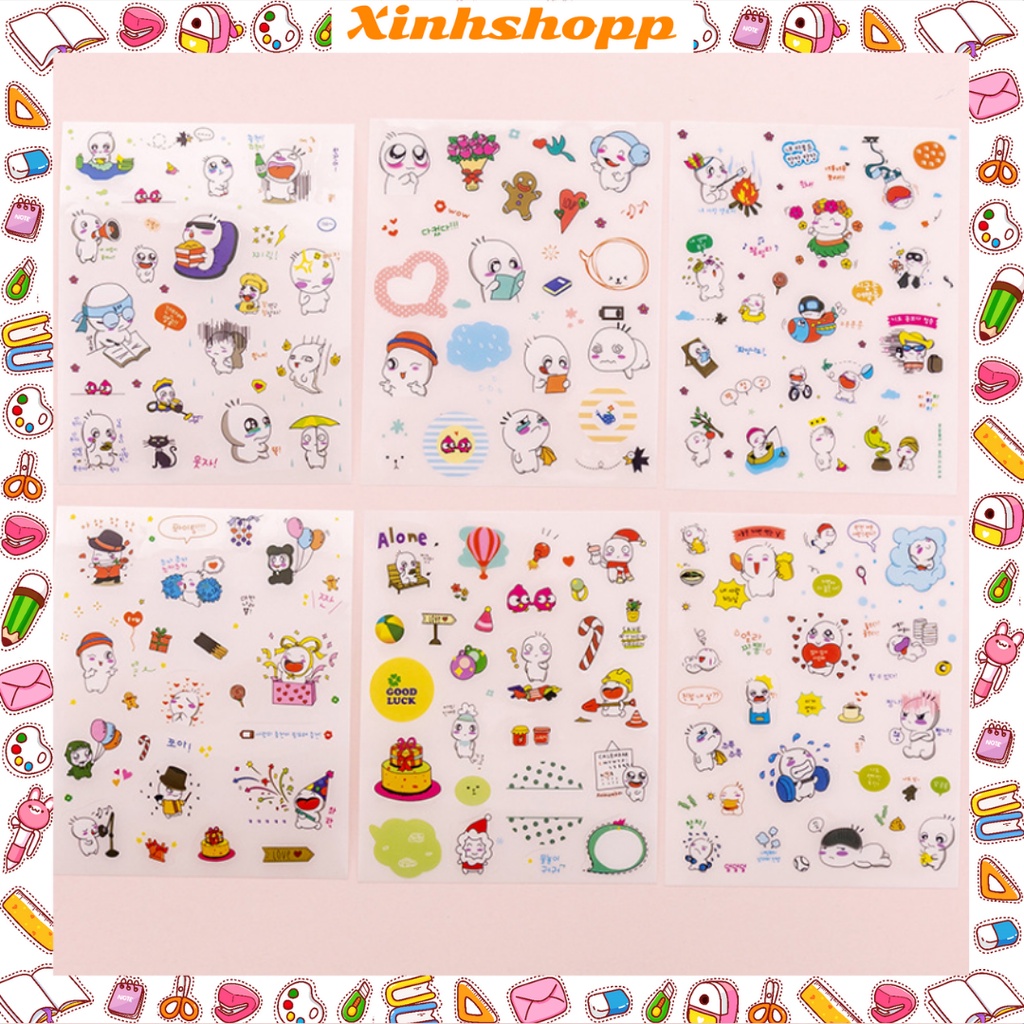 Set 6 Tấm Sticker Tiểu Bạch