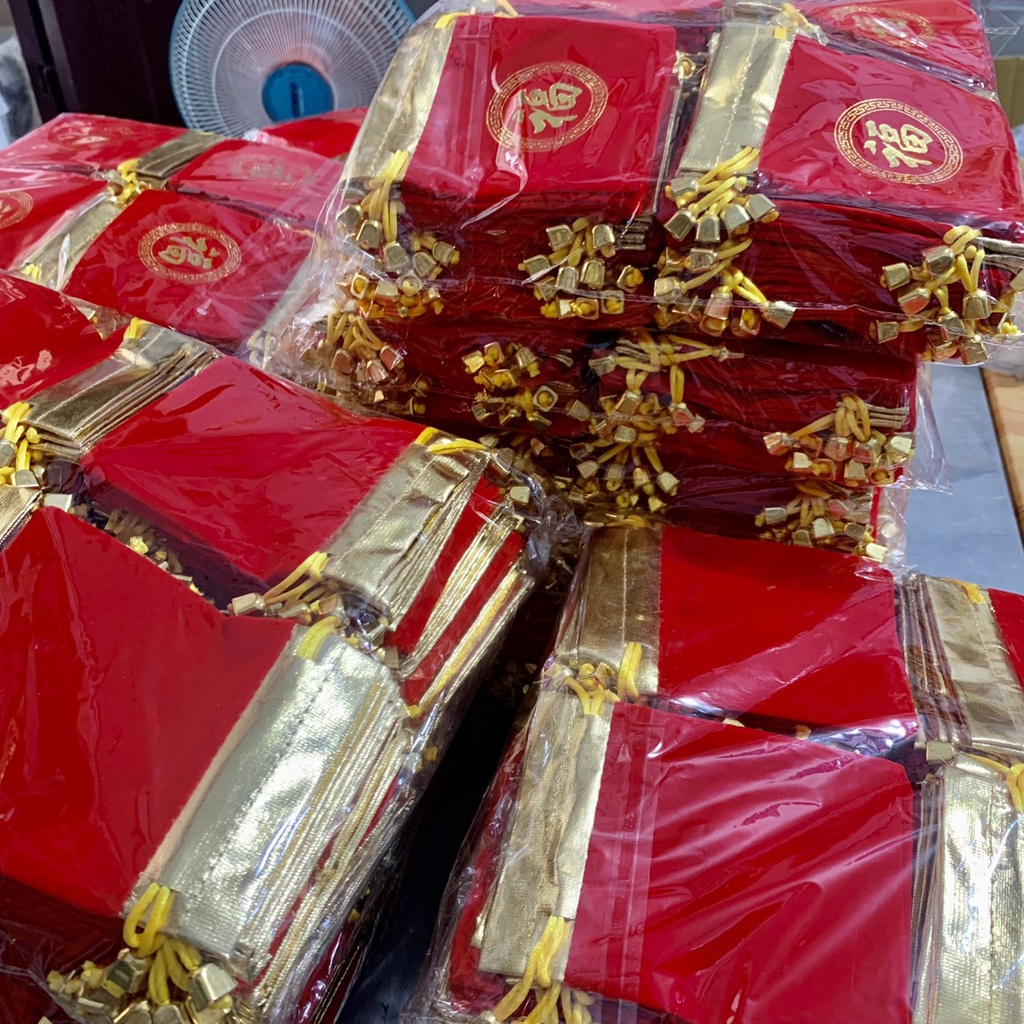 TSP10 Combo 10 Túi gấm đỏ có chữ Phúc và không chữ