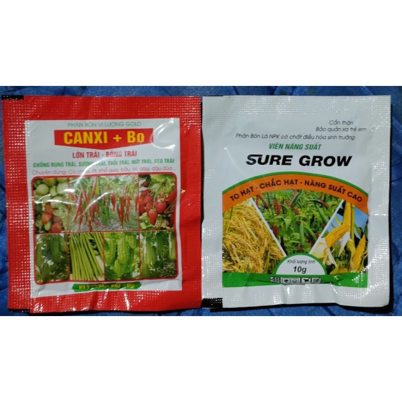 Combo 2 sản phẩm dành cho ớt, bầu, bí, dưa; Giúp lớn trái, chống rụng trái, nứt trái; 1 viên 10gr