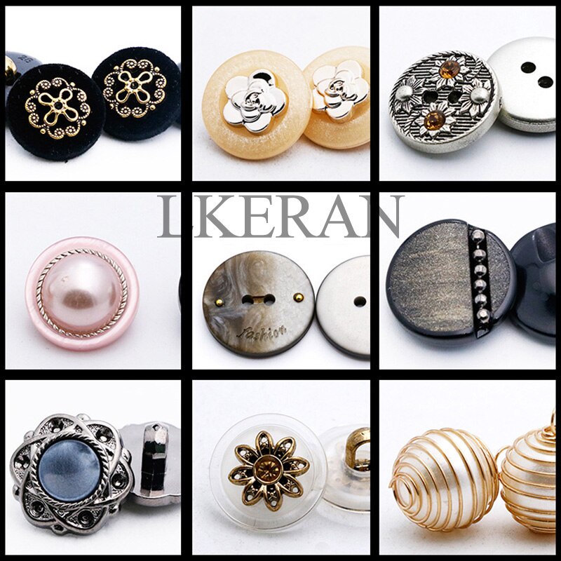 Set 6 cúc áo khoác bằng nhựa resin/ kim loại 16 kiểu tùy chọn 16mm