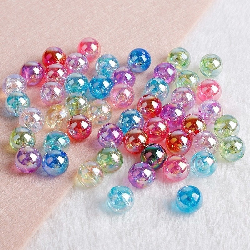 50/100/200 Hạt Nhựa Tròn Nhỏ Trong Suốt Kích Thước 6/8/10MM Dùng Làm Trang Sức Thủ Công