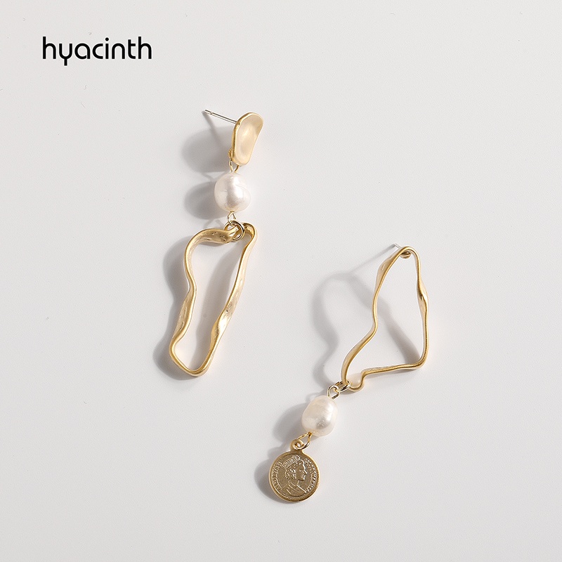 Bông Tai Mạ Bạc 925 Hình Chân Dung Tròn Đính Ngọc Trai Phong Cách Hàn Quốc Thời Trang