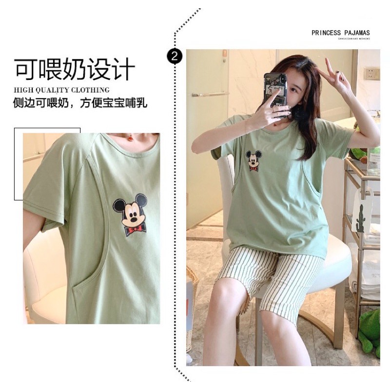 Đồ bộ bầu mặc lửng mặc nhà thoải mái hàng quảng châu