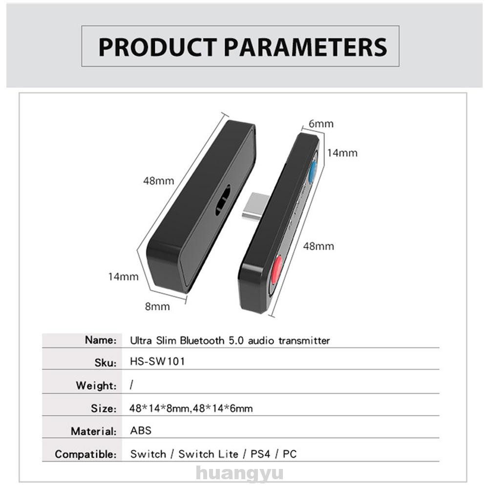 Audio Transmitter Wireless Portable PC Ultrathin USB Type C Bluetooth 5.0 Low Latency Fast Pairing For Switch Lite