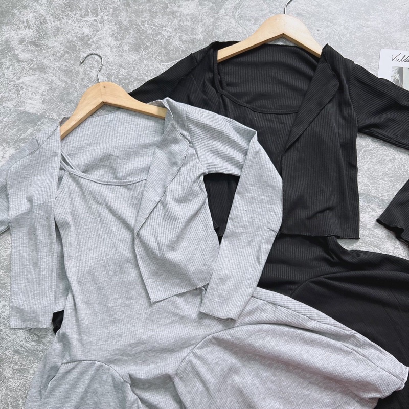 Đầm 2S Thun Lụa Xoè Kèm Khoác Ulzzang D61