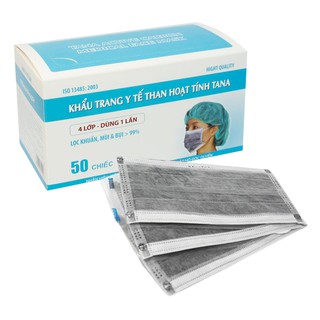 Khẩu trang y tế than hoạt tính TANAPHAR 4 lớp hộp 50 cái