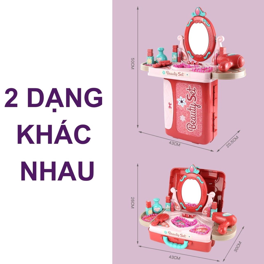 Đồ chơi trang điểm cho bé gái dạng vali 3 trong 1 an toàn cho bé, đồ chơi giáo dục BOBIKIDS DH01