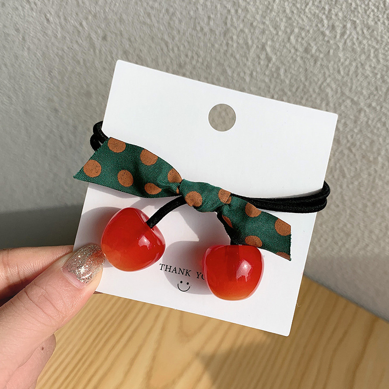 Dây Buộc Tóc Hình Quả Cherry Phối Nơ Thời Trang Xinh Xắn