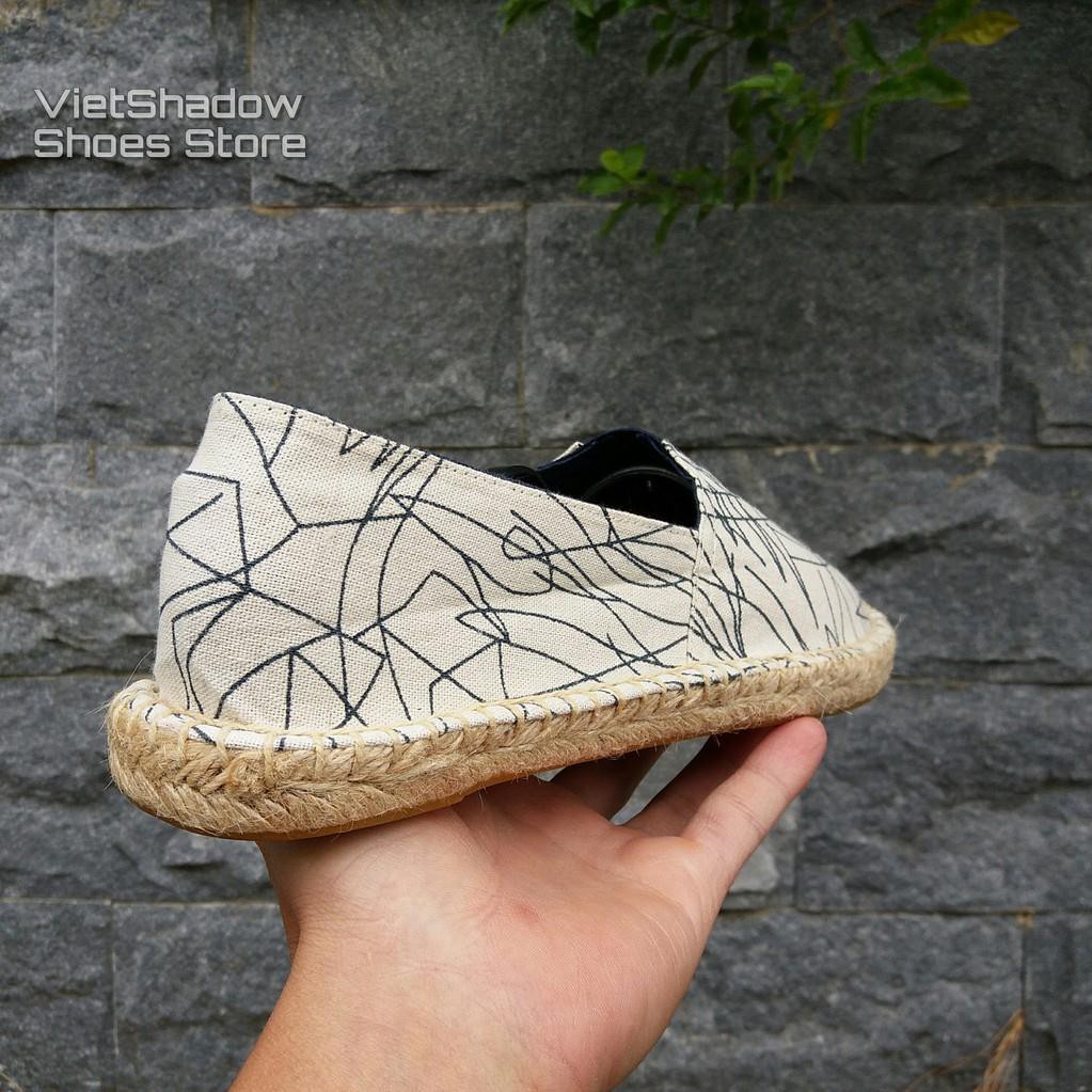 Slip on nam | Giày lười vải nam kiểu TOMS - Vải bố, đế cói họa tiết đen - Mã SP 8082 hàng Quảng Châu | BigBuy360 - bigbuy360.vn