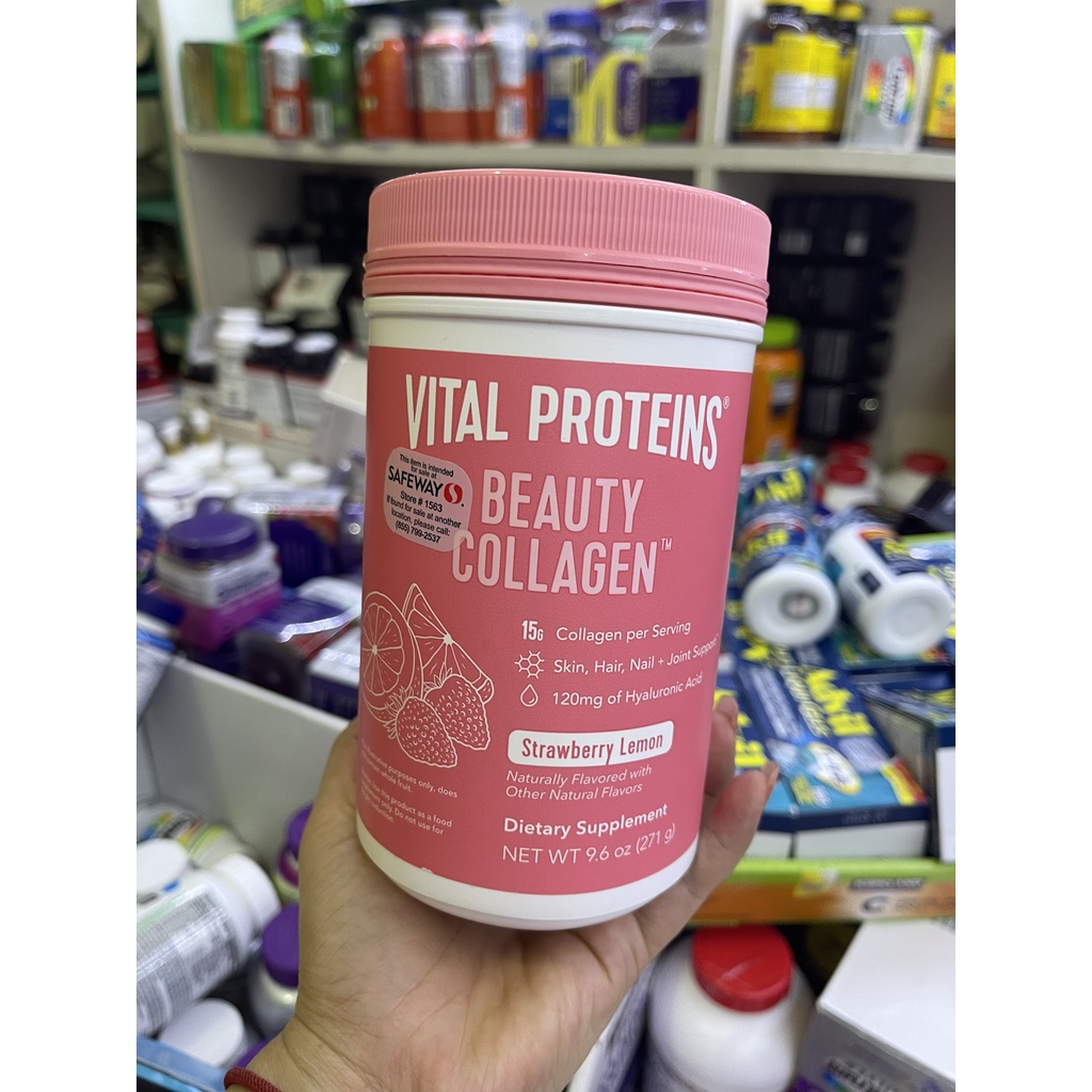 Bột Collagen thủy phân Vital Proteins Beauty vị dâu chanh 270g Đẹp da tóc móng Hỗ trợ tiêu hóa