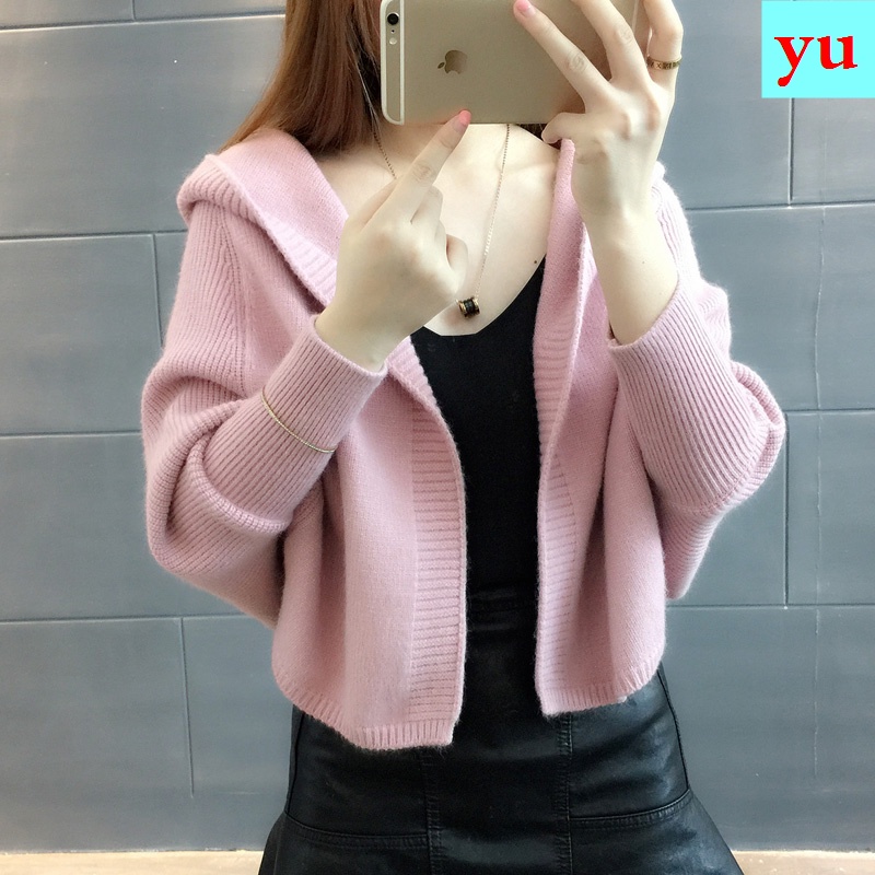 Áo khoác Cardigan cánh dơi dáng ngắn dễ phối đồ thời trang xuân thu cho bạn gái
