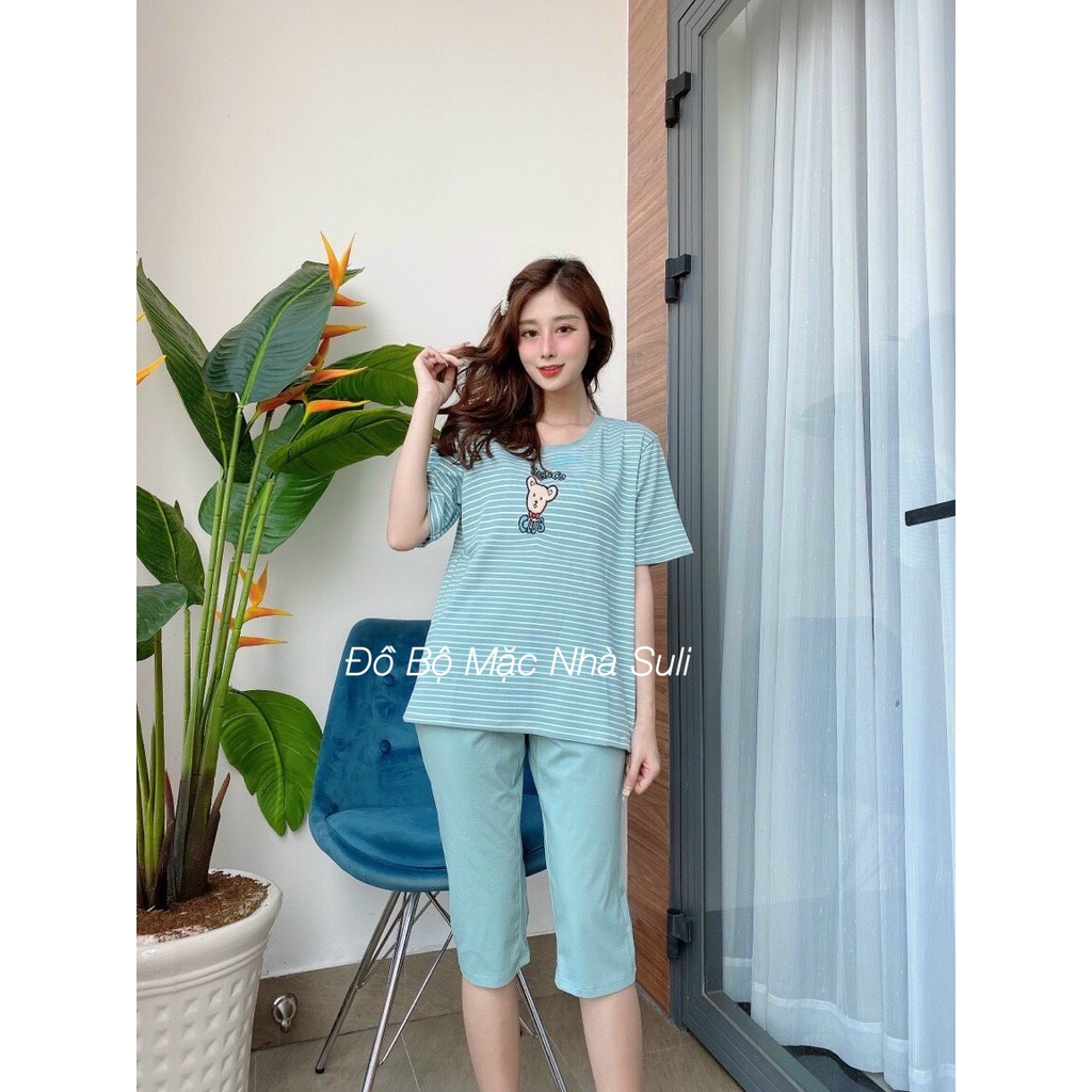 Đồ Mặc Nhà Lỡ Thun Cotton sọc in hình Gấu - Bền, Đẹp, Dễ Thương, Chất liệu cao cấp