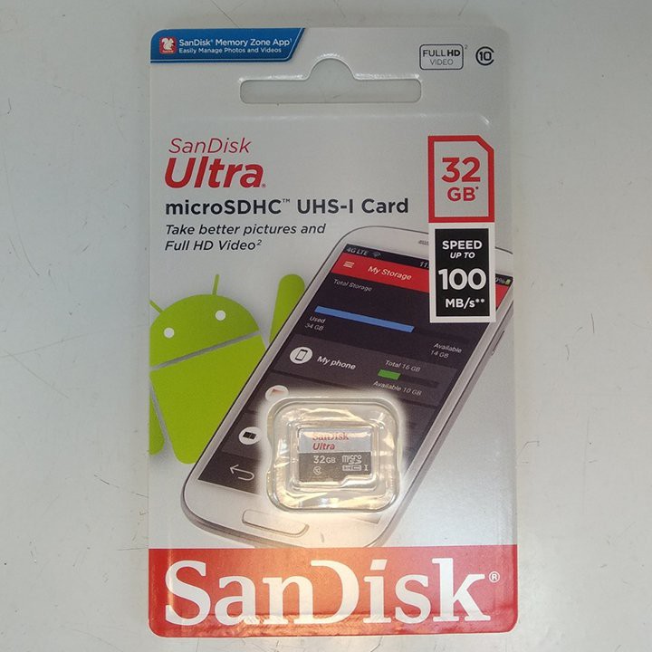 Thẻ nhớ 32Gb SanDisk Ultra Class 10 100Mb/s chính hãng mới