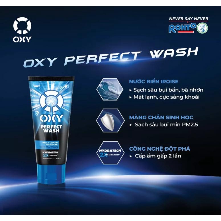 Kem Sữa rửa mặt nam sạch sâu đa tác động 50g/100g OXY - Sáng da - Ngừa mụn - Mờ thâm