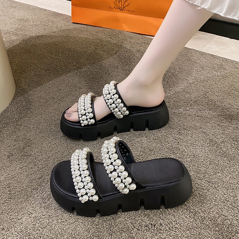 (S165) Dép nữ 2 quai ngọc đế bánh mì 4 phân (Mã 7228)