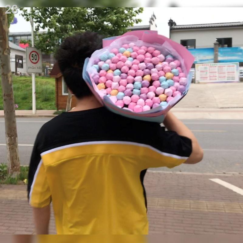 Vật liệu đóng gói bó hoa kẹo mút Yakult Snack Bouquet DIY Creative Douyin Quà tặng 520 món tự chế màu đỏ ròng