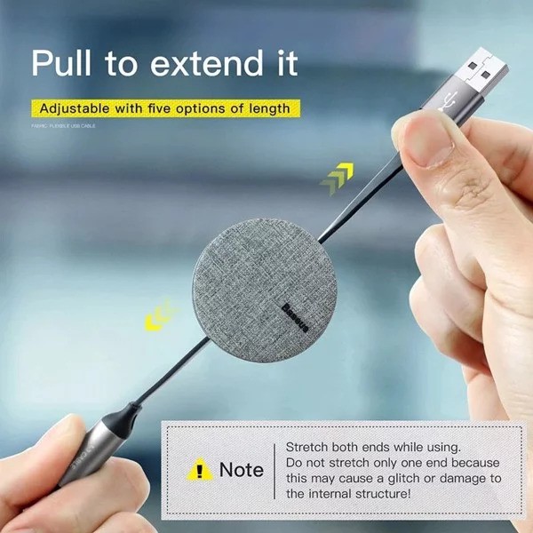 Cáp sạc dây rút Baseus Fabric 3-in-1 Flexible Cable tích hợp 3 đầu Type C / Micro USB/ Lightning 3.5A 1.2M -BH 12 Tháng