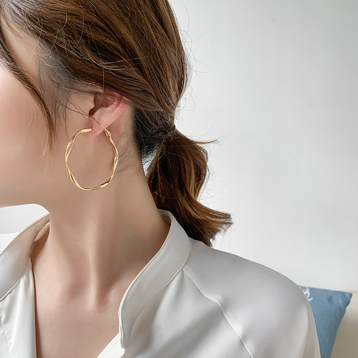 Vnox Khuyên Tai Tròn Bản Lớn Bằng Thép Không Gỉ 50mm