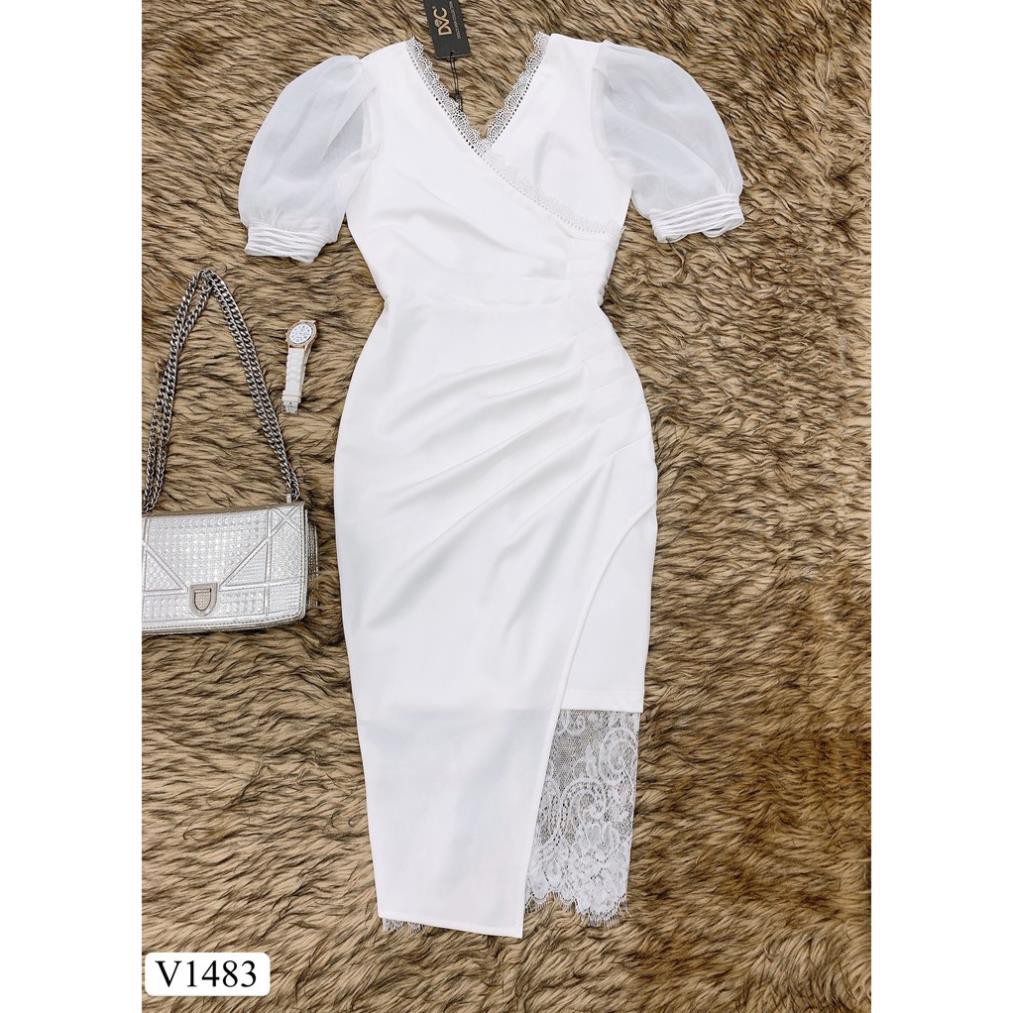 [Váy Đi Tiệc Cao Cấp] - Váy trắng tay bồng phối ren - Váy thiết kế | BigBuy360 - bigbuy360.vn