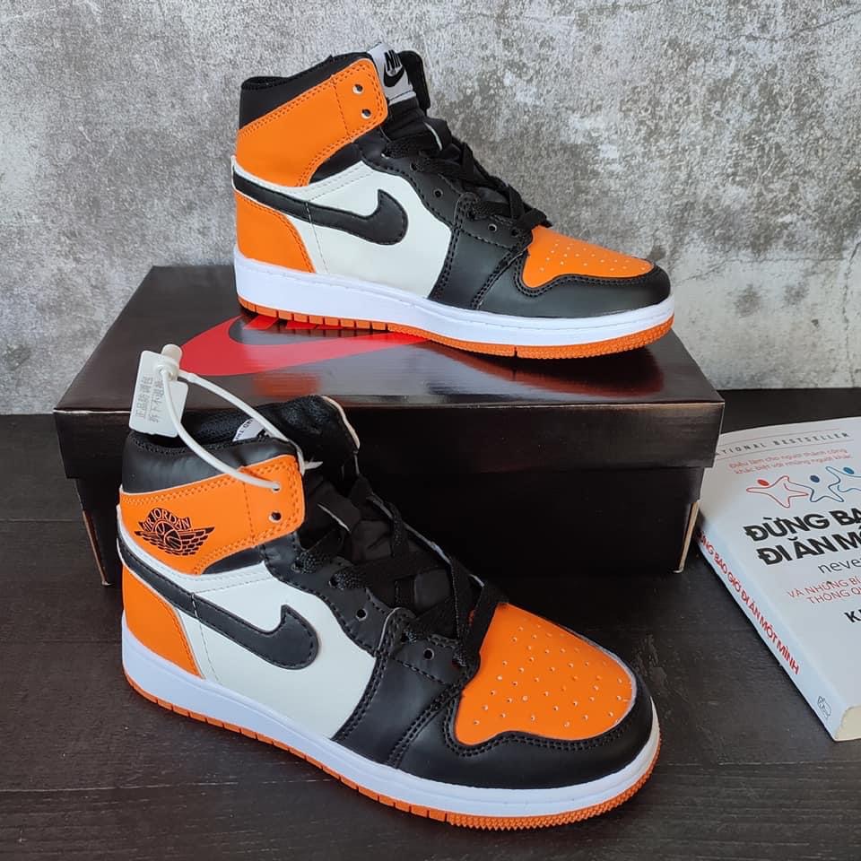 Giày Air Jordan 1 High Cam Đen Nam Nữ Full Box + Bill .Giày Thể Thao Jordan Cam Đen Cổ Cao