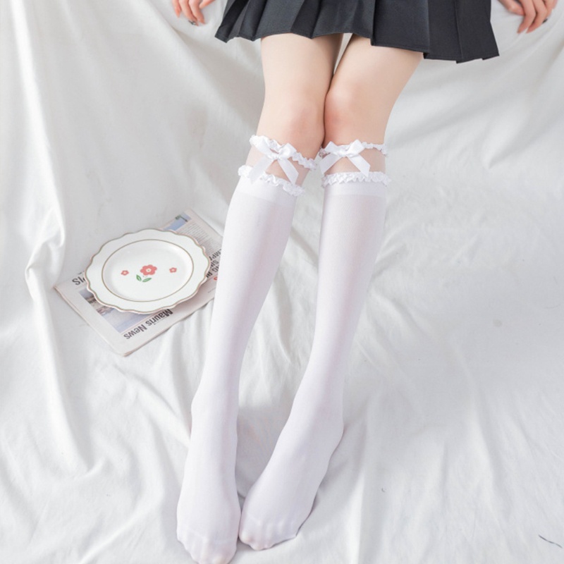 Vớ Lưới Dài Tới Đầu Gối Phối Nơ Dễ Thương Phong Cách Lolita Cho Nữ