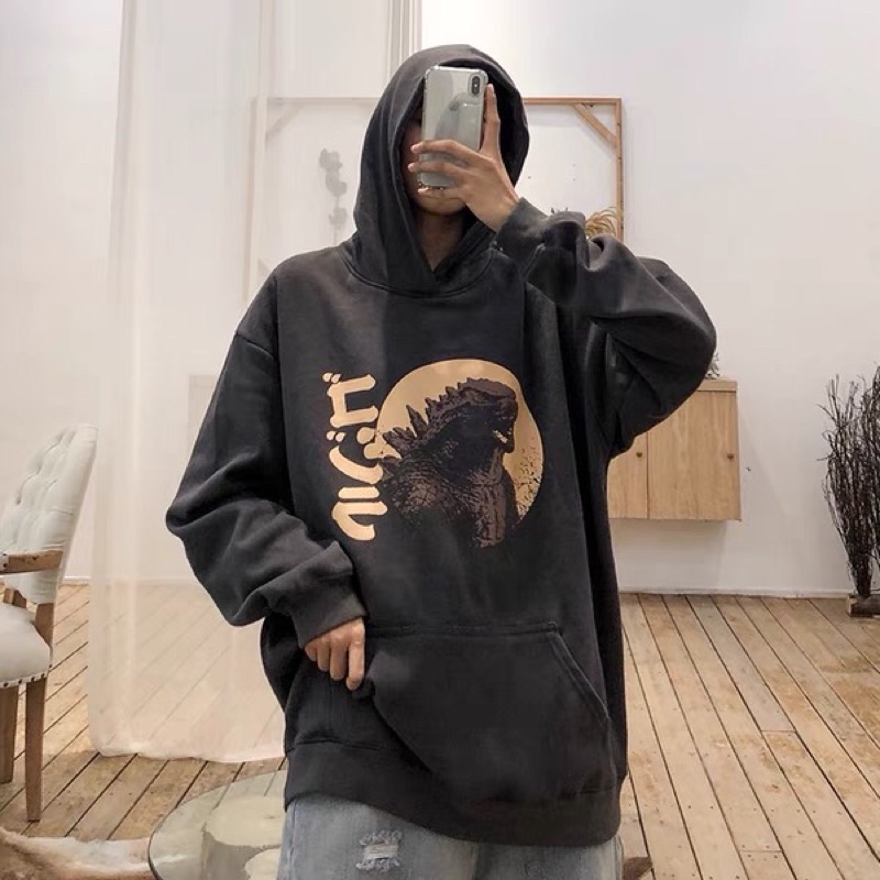 Áo hoodie nelly heybig nỉ lót lông sale (có sẵn) khủng long