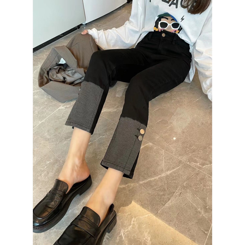 Quần Jean Nữ Lưng Cao Ống Đứng Form Rộng Thời Trang Xuân Thu 2022 Mới