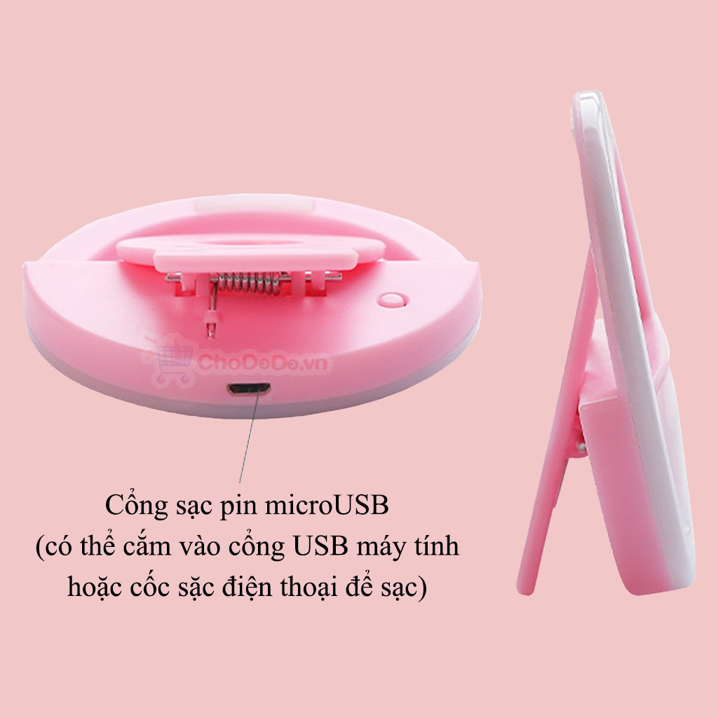Đèn LED Selfie LD04 có 3 Mức Sáng dùng Pin Sạc Kẹp điện thoại - Đèn Led tự sướng chụp hình live stream