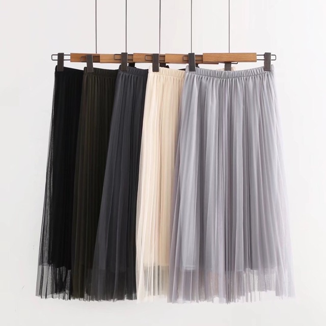 Chân váy midi xếp ly dáng dài siêu xinh D01