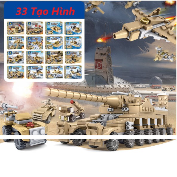 [544 CHI TIẾT-HÀNG CHUẨN] BỘ ĐỒ CHƠI XẾP HÌNH LEGO XE TĂNG - 33 Tạo Hình