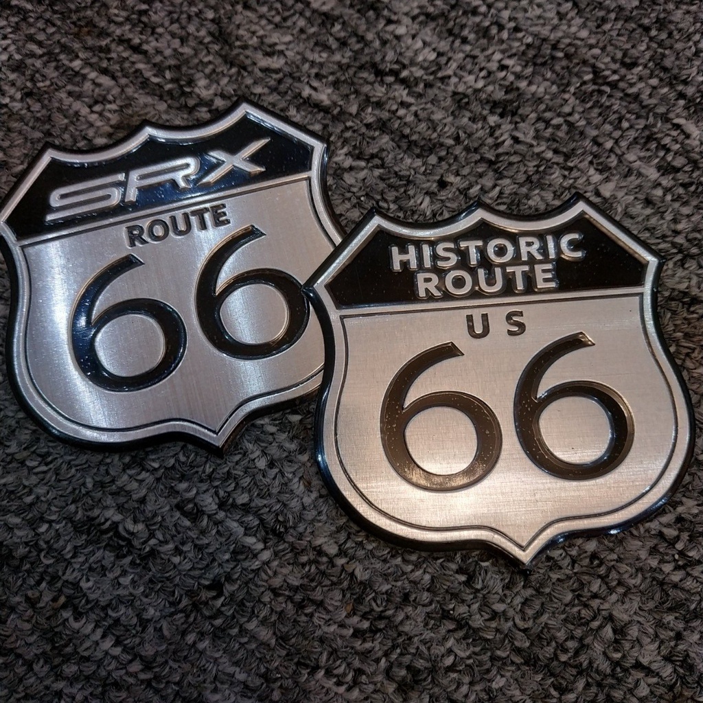 Tem nhôm dán xe Historic SRX Route US 66 7x6.5cm