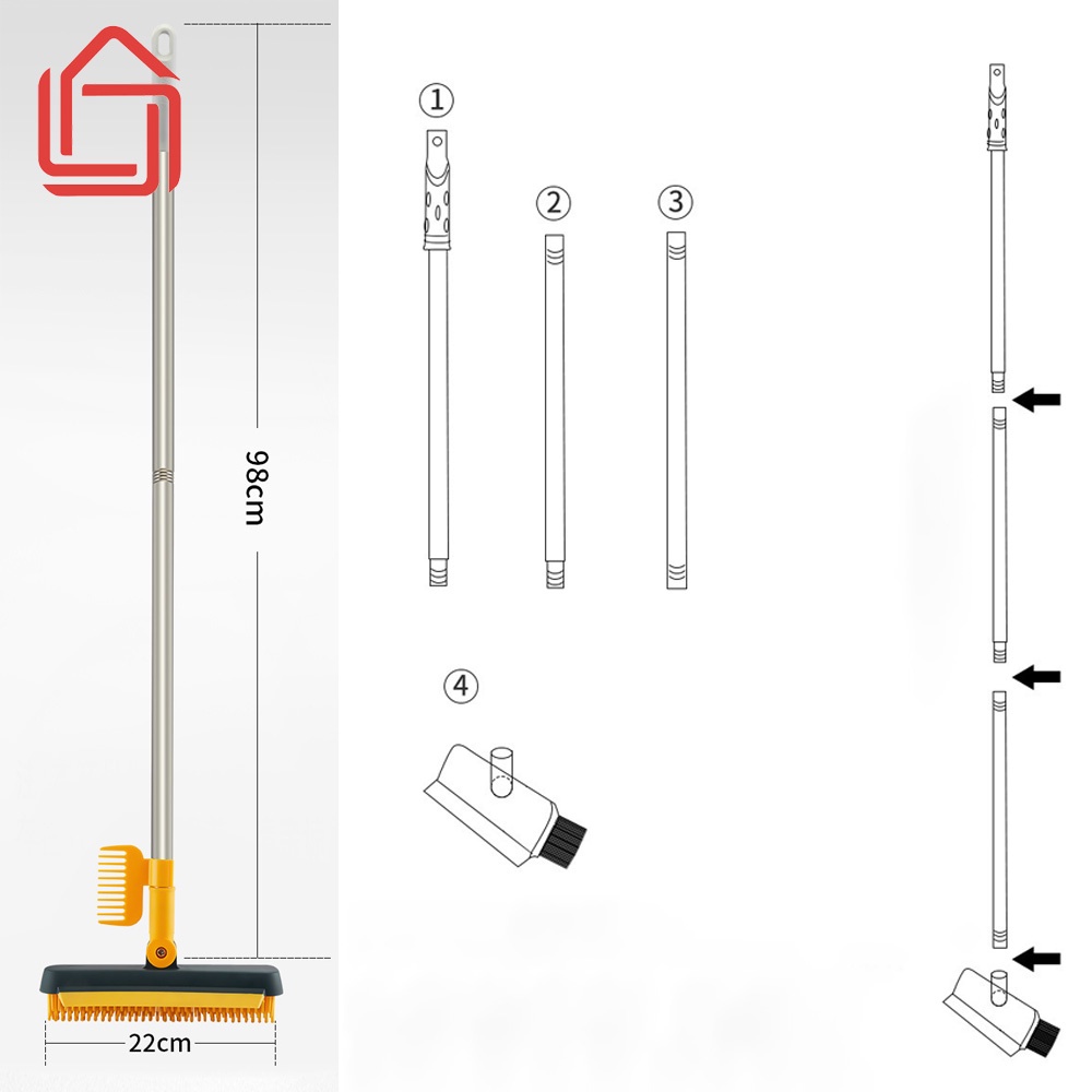 Cây chà sàn nhà tắm tích hợp gạt nước chất liệu silicone chà sạch mọi ngóc ngách