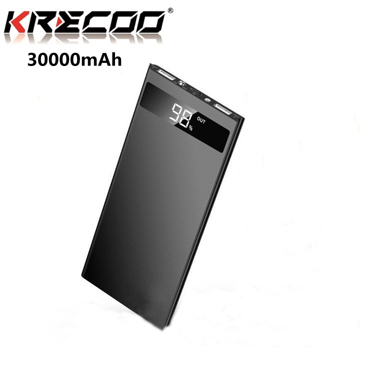 Pin Dự Phòng KRECOO 2021 Dung Lượng 30000mah Siêu Mỏng Có Màn Hình LED