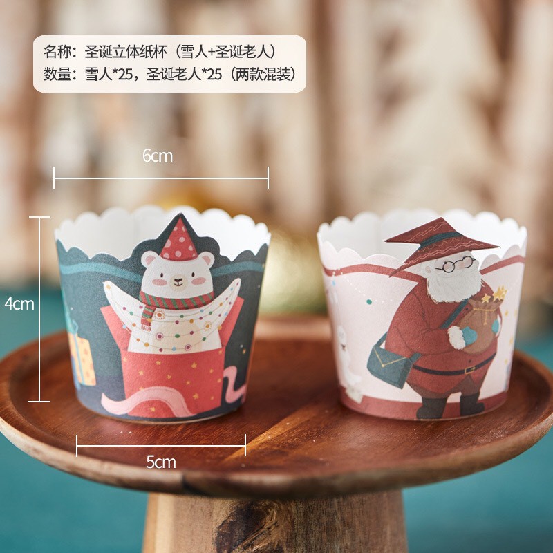 Cupcake họa tiết giáng sinh lốc 50 chiếc