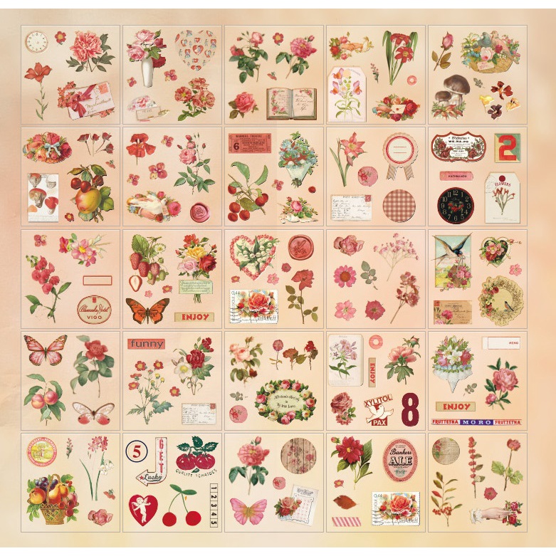 Set 10 tấm sticker chiết ngẫu nhiên từ hộp 100 sticker vintage