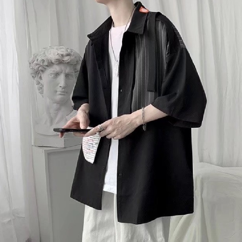 Áo Sơ Mi Tay Ngắn Kẻ Sọc Thời Trang Hàn Quốc Cho Nam