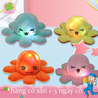 Bạch tuộc cảm xúc hai mặt có đèn phát sáng size 20cm, đồ chơi thú bông Doli Kids