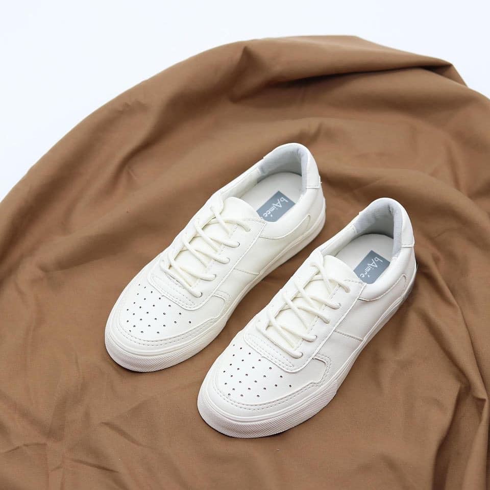 Giày Thể Thao Nữ Sneaker Trắng bAimée &amp; bAmor Đế Bằng Cổ Thấp Chính Hãng Đẹp Cao Cấp Unisex Dáng Basic Hàn Quốc MS1408