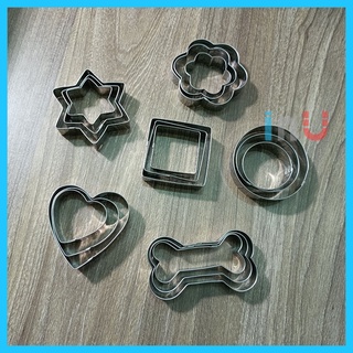  Bộ 3 khuôn cutter inox 304 cắt bánh quy cắt bột chiên trứng theo mẫu hình tròn vuông tim sao bông 