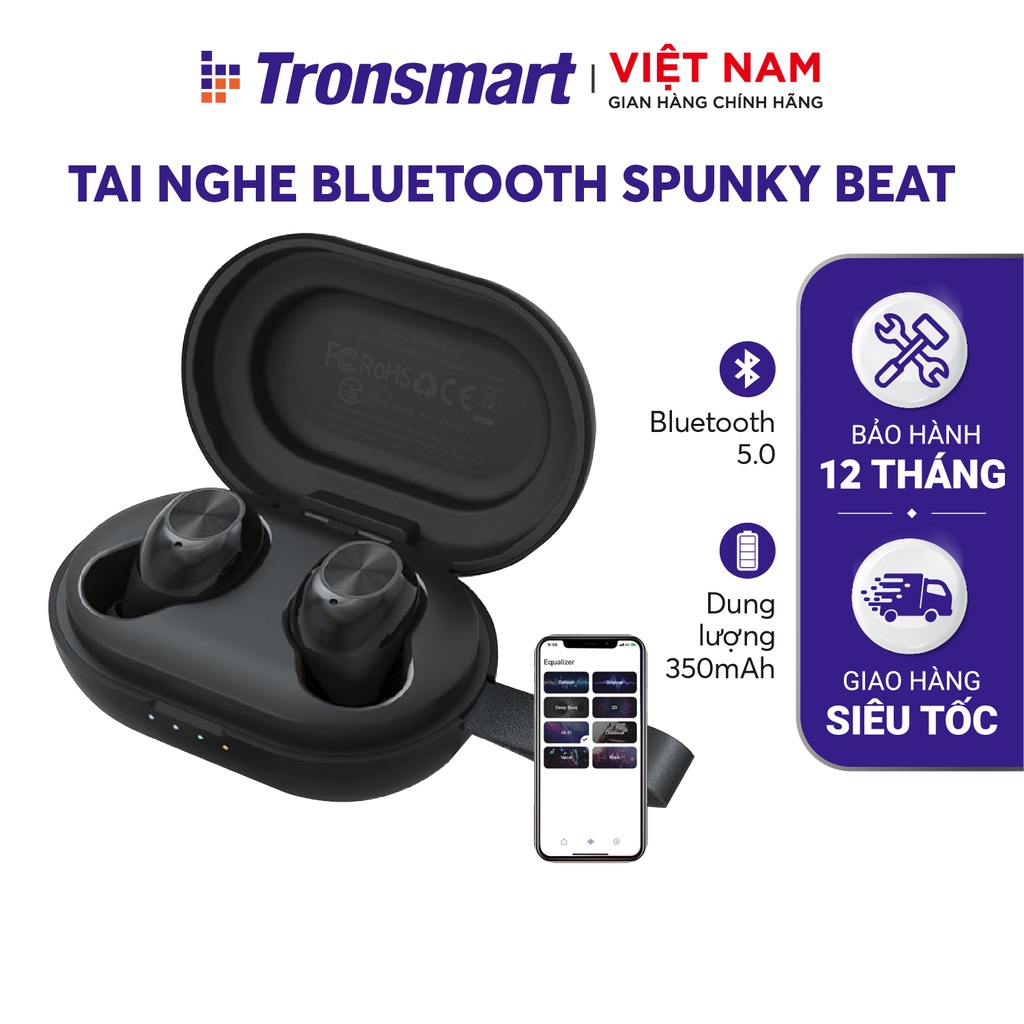 Tai nghe Bluetooth 5.0 Tronsmart Spunky Beat Khử tiếng ồn Chống nước IPX5 - Hàng chính hãng - Bảo hành 12 tháng