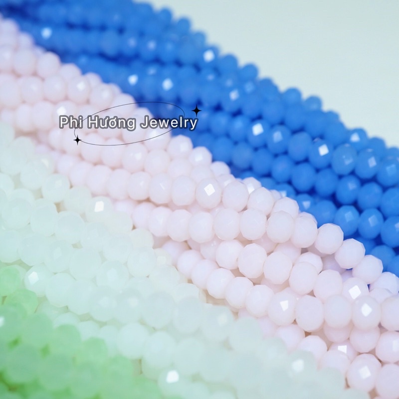 Gói 1 dây khoảng 90 hạt pha lê ngọc, pha lê bánh cam 6mm cao cấp nhiều màu