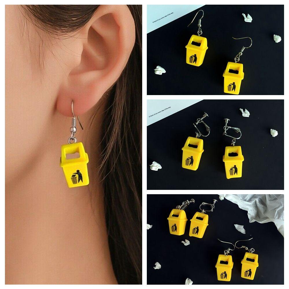 1 Đôi Bông Tai Hình Thùng Rác Vui Nhộn Thời Trang Cho Nữ