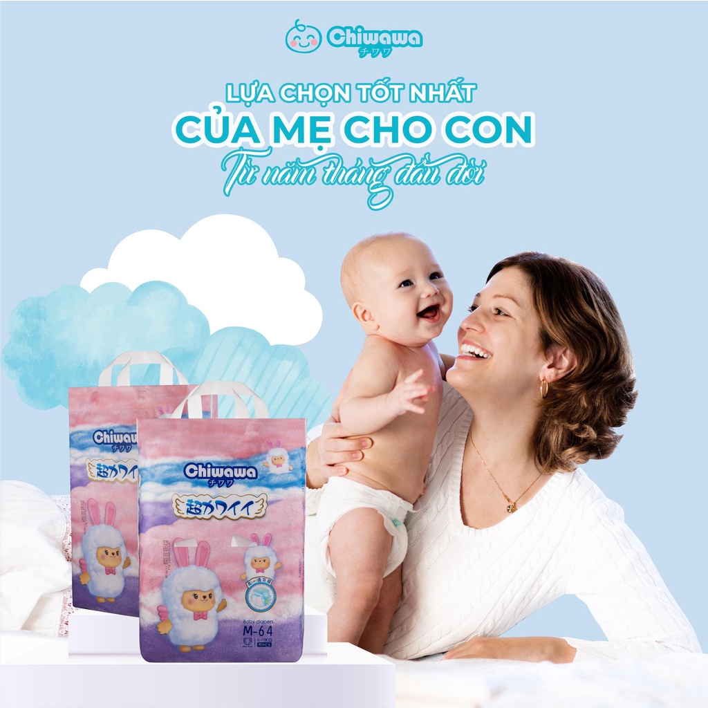 Bỉm CHIWAWA nội địa Trung quần/dán size S72/M64/M60/L58/XL52/XXL50