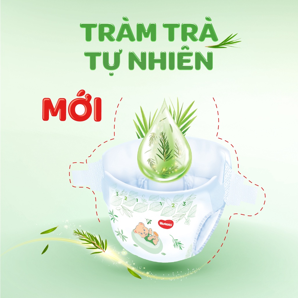 Combo 2 Tã dán Huggies Tràm Trà Tự Nhiên Dry M76 + Tặng 6 miếng