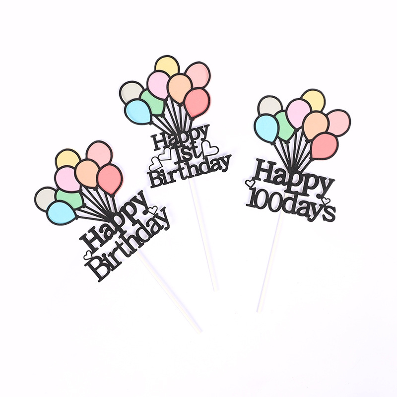 Set 100 bong bóng trang trí bánh sinh nhật 1 tuổi nhiều màu sắc